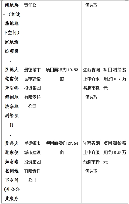 景德鎮(zhèn)市昌南新區(qū)LJ1-03-A01-1地塊、瓷都大道東側中渡口地下空間（格蘭云天大酒店地下空間）、光明大道北側利民路西側地下空間（青少年宮地下空間）、規(guī)劃二路北側地下空間地塊二（加速基地地下空間）、規(guī)劃二路北側地下空間地塊一（加速基地地下空間）、景德大道南側天寶橋西側地塊、景興大道東側如意路北側地下空間(社會公共服務